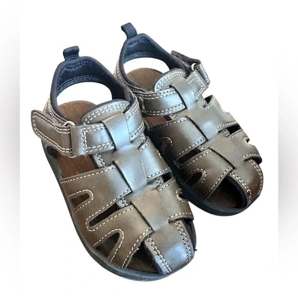 7 toddler boys wonder nation brown leather look sandals summer boho fishing - Picture 1 of 5